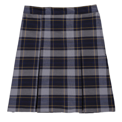 At The Knee Plaid Pleated Skirt